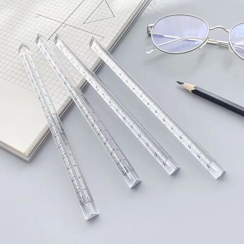 Règle triangulaire transparente droite 20cm, 1 pièce, outils de mesure de dessin, papeterie fournitures scolaires et de bureau pour étudiants