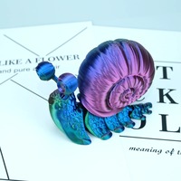 1/2PCS 3D Printed Snail with Shining Shell Full Articulated Animal Modle Movable Rotatable Articulated Desktop Ornament Kid Toy