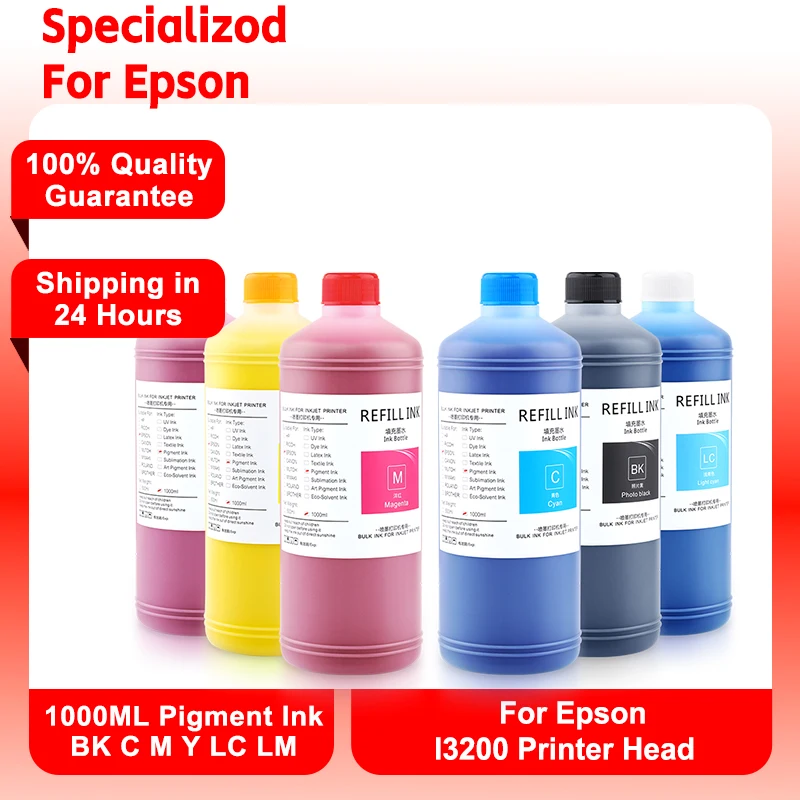 

GACINK 1000Ml Pigment Ink for Epson I3200 Printer Head Refill ink BK C M Y LC LM Special ink For i3200 Printhead