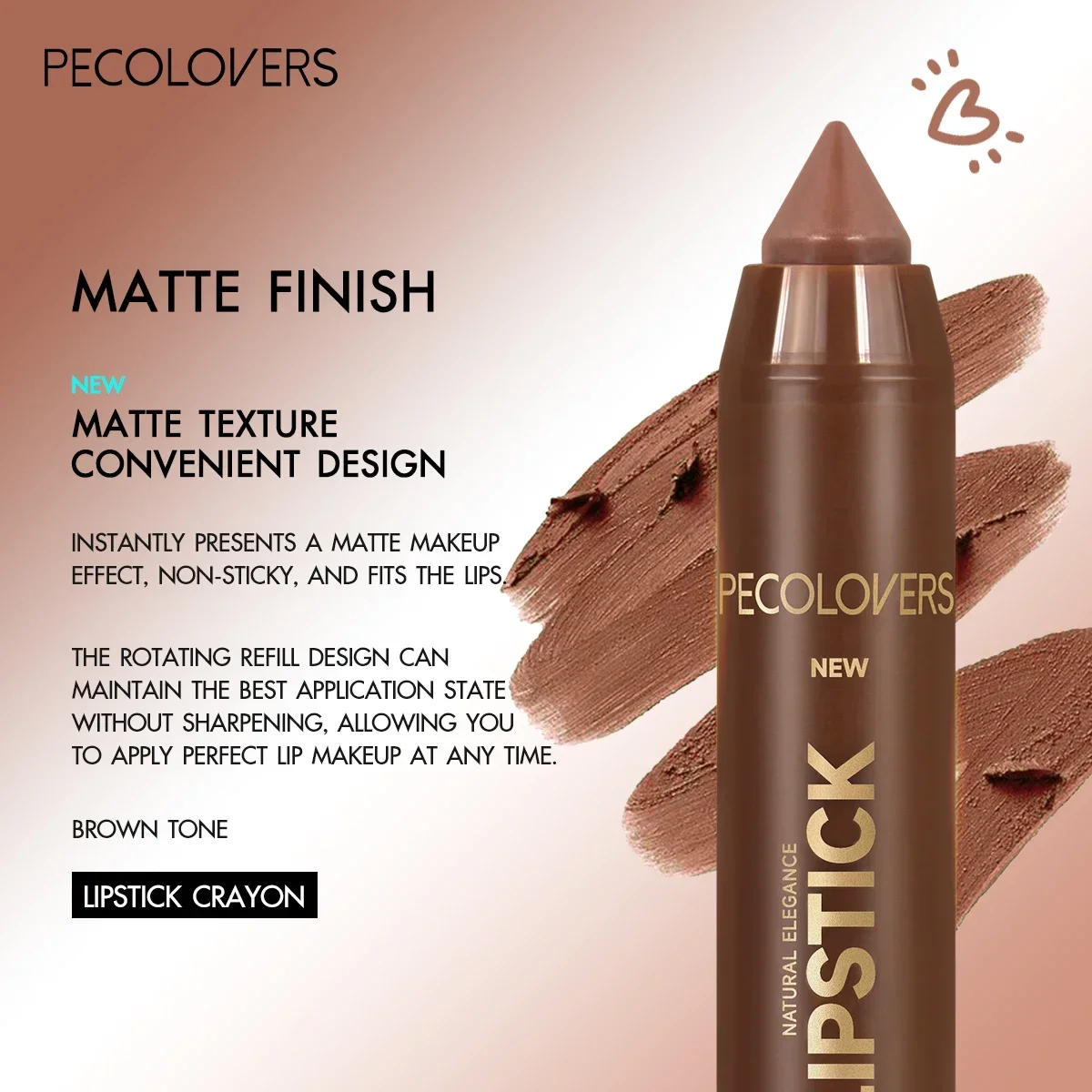 1pc lápis de batom fosco à prova dwaterproof água-batom matiz de contorno, caneta lipliner de copo antiaderente, acabamento fosco de longa duração