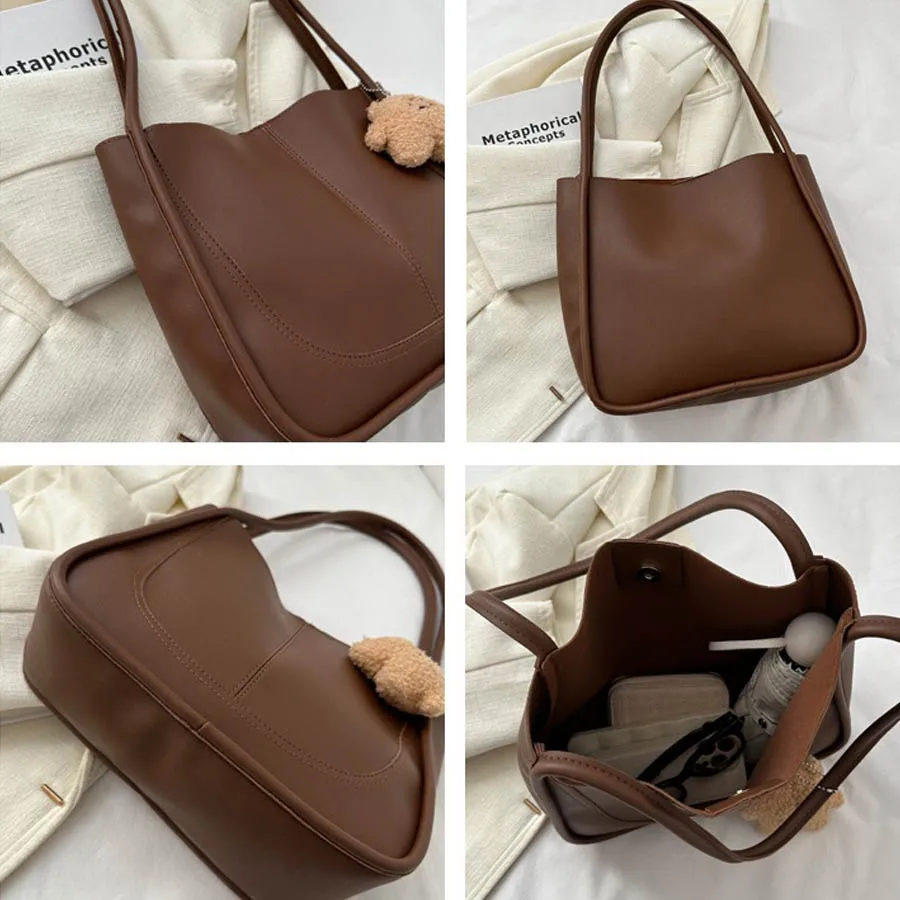 Tas Tote Wanita Retro Sederhana Kapasitas Besar, Gaya Kasual untuk Musim Gugur dan Musim Dingin, Cocok untuk Kerja dan Santai