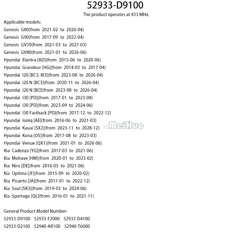 1/4 قطعة 52933-D9100 مستشعر ضغط الإطارات لشركة هيونداي إلنترا غراندور I20 i20 I30 أيونيك كاواي كونا المكان 433MHZ سيارة TPMS