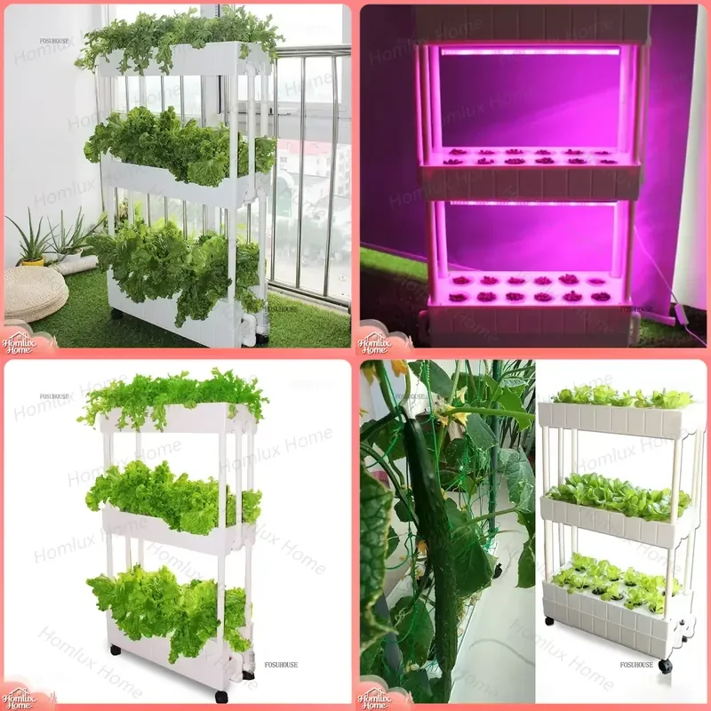 Balcony Hydroponic System Indoor Automatic Smart Garden Kit for Growing Vegetables Herbs Lettuce Tomatoes Microgreens