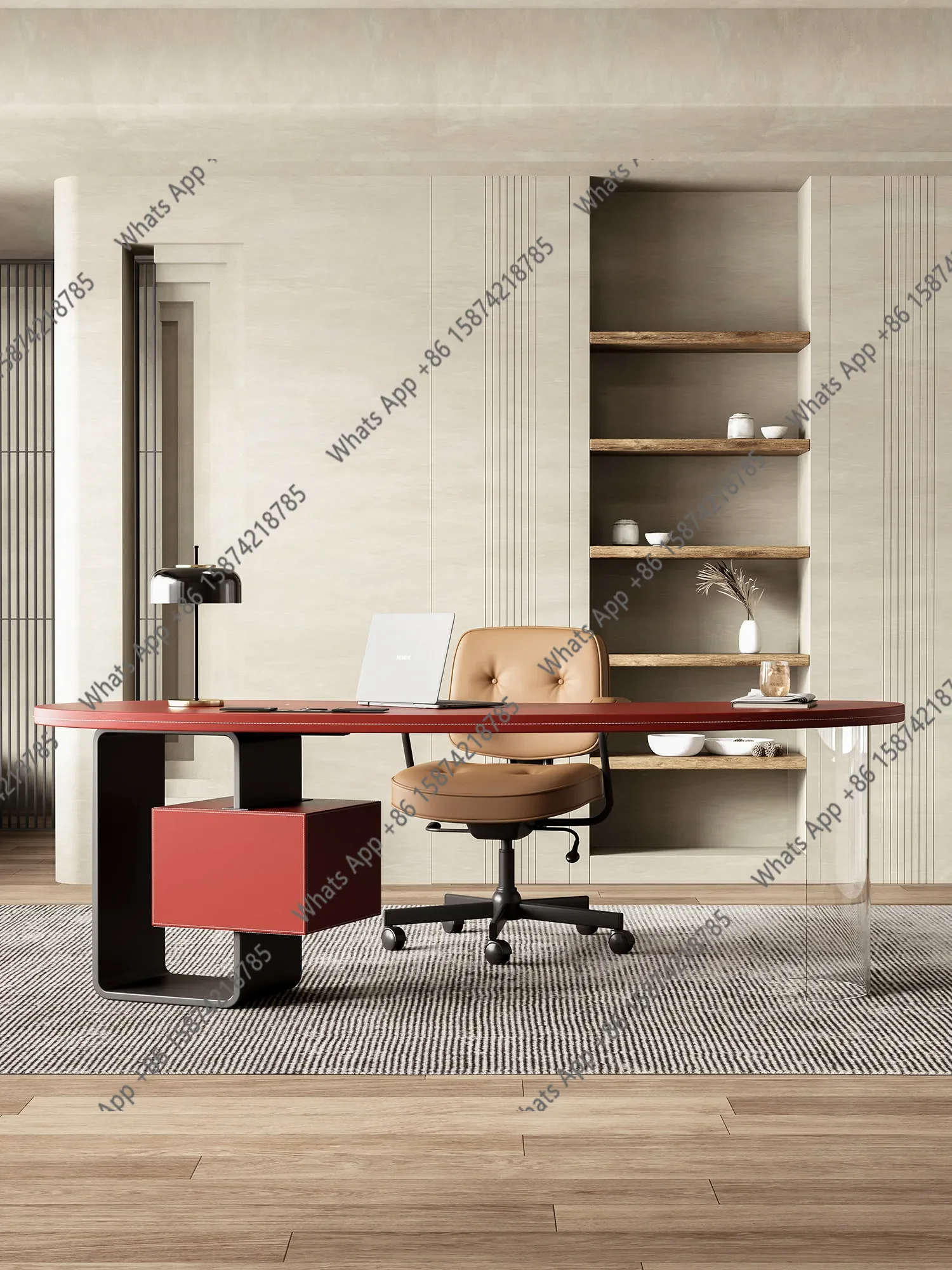 

Кожаный офисный стол из кожи Saddle Leather: роскошный, современный, дизайнерский, простой, высококлассный, для руководителя, компьютерный стол X