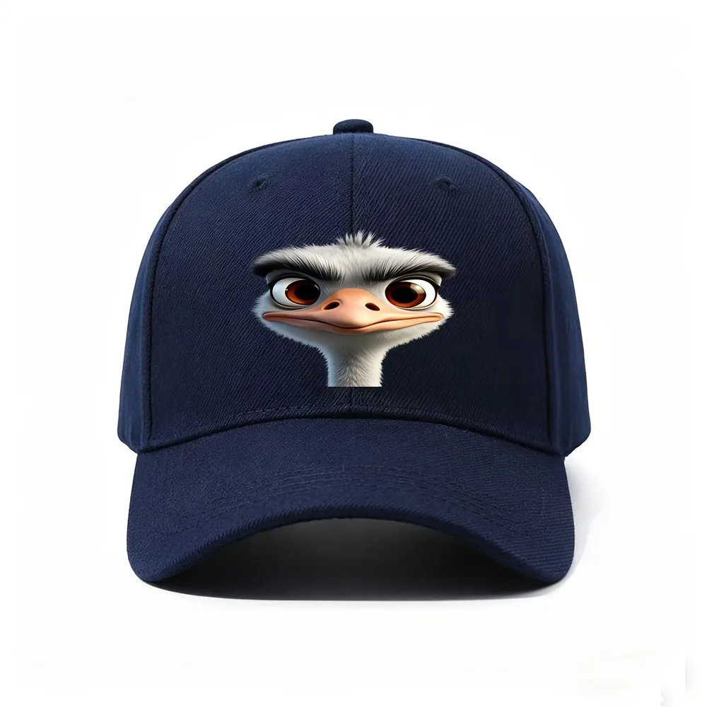 Cartoon Ostrich Face Print Baseball Cap, Whimsical Bird Adjustable Casual Baseball Cap Ideal Gift for Animal Lovers