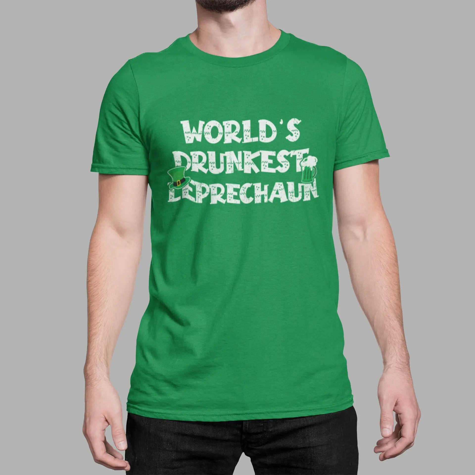 World's Drunkest Leprechaun T Shirt St Patricks Day Lucky Green Irish Shamrock Pattys Drinking Men