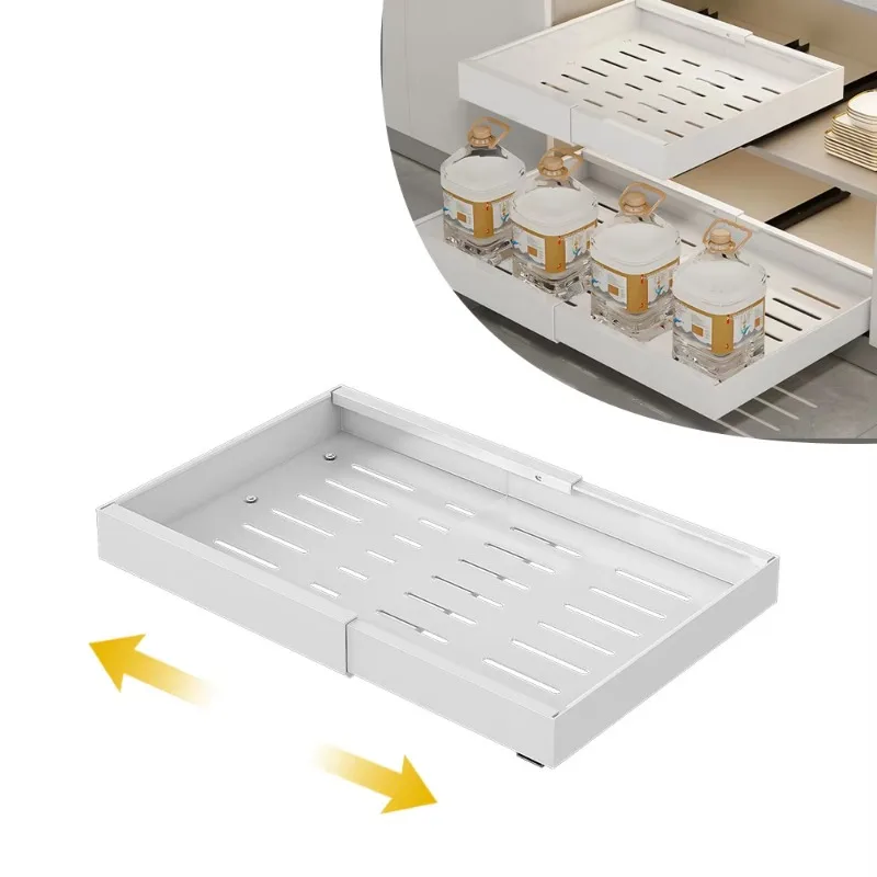 Expandable kitchen slide out sliding drawer pull out shelf