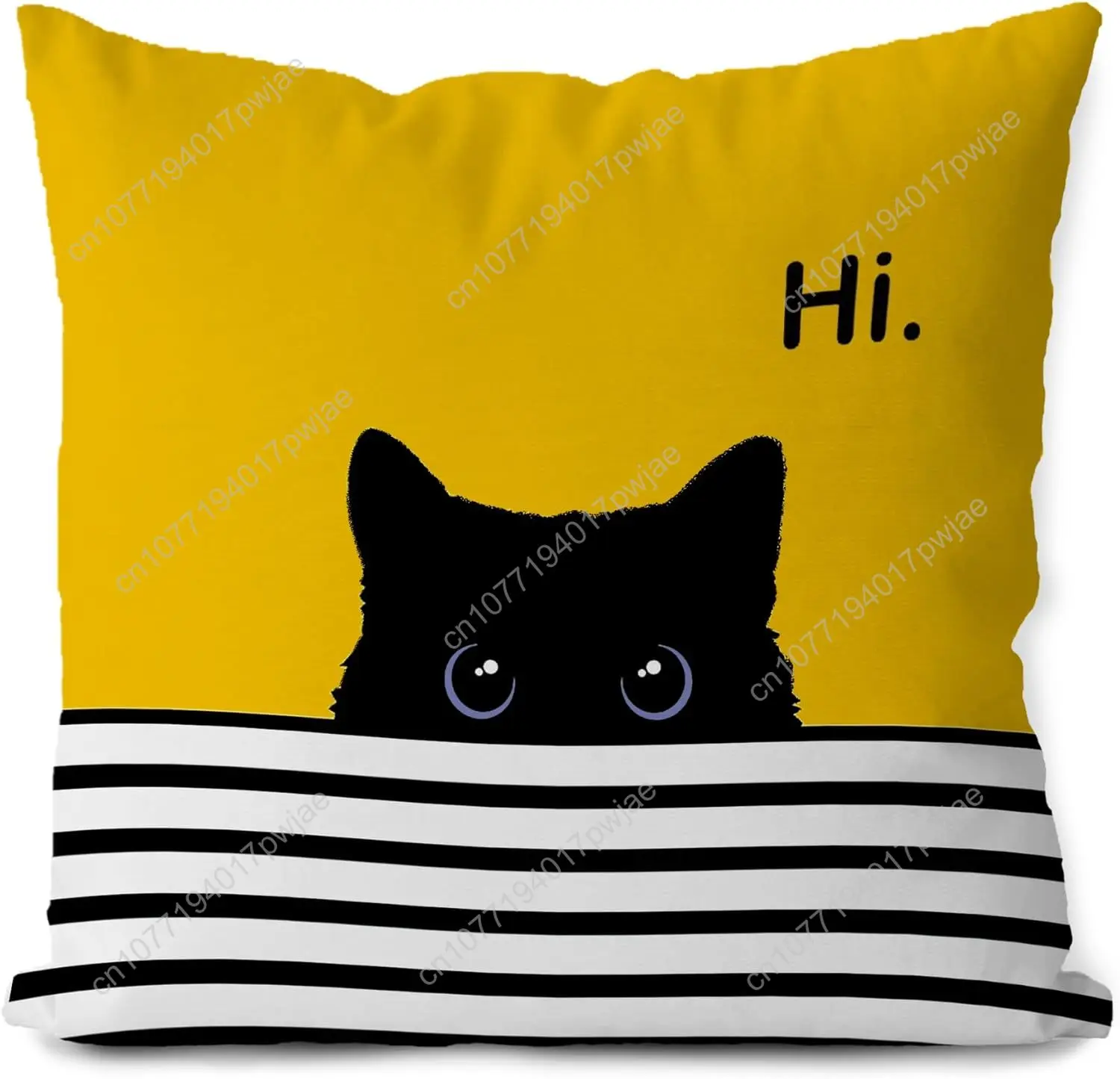 

Cat Mom Gifts: 18x18 Throw Pillow Covers - Yellow & Black, Cat Lovers Gift Set