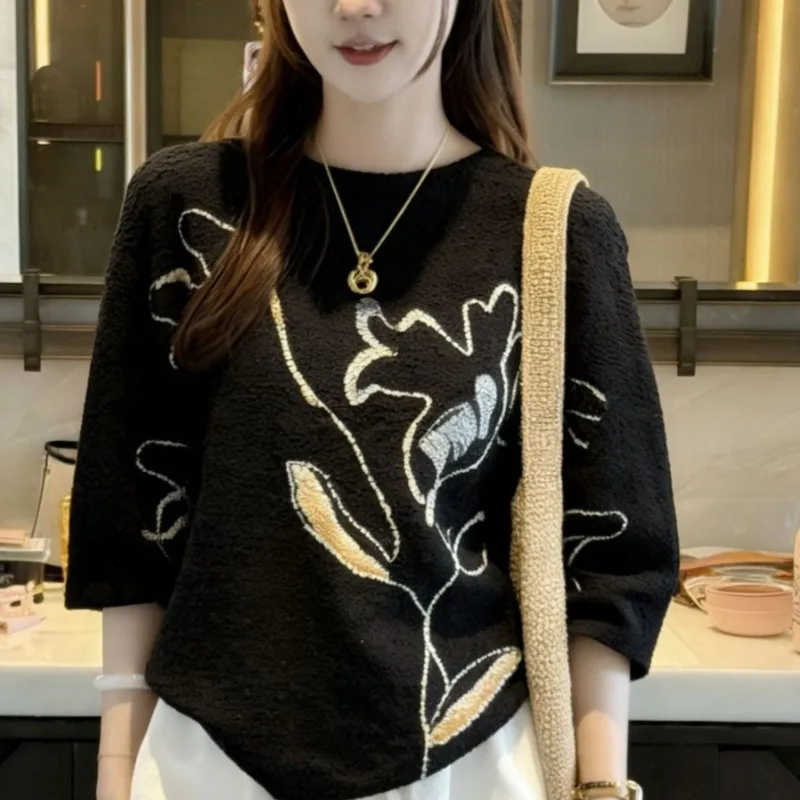 Miyake Pleated T-Shirt Original 2026 New Summer Fashion Pleated No-Hole Print Top Batwing Sleeve Casual Loose Slimming Women
