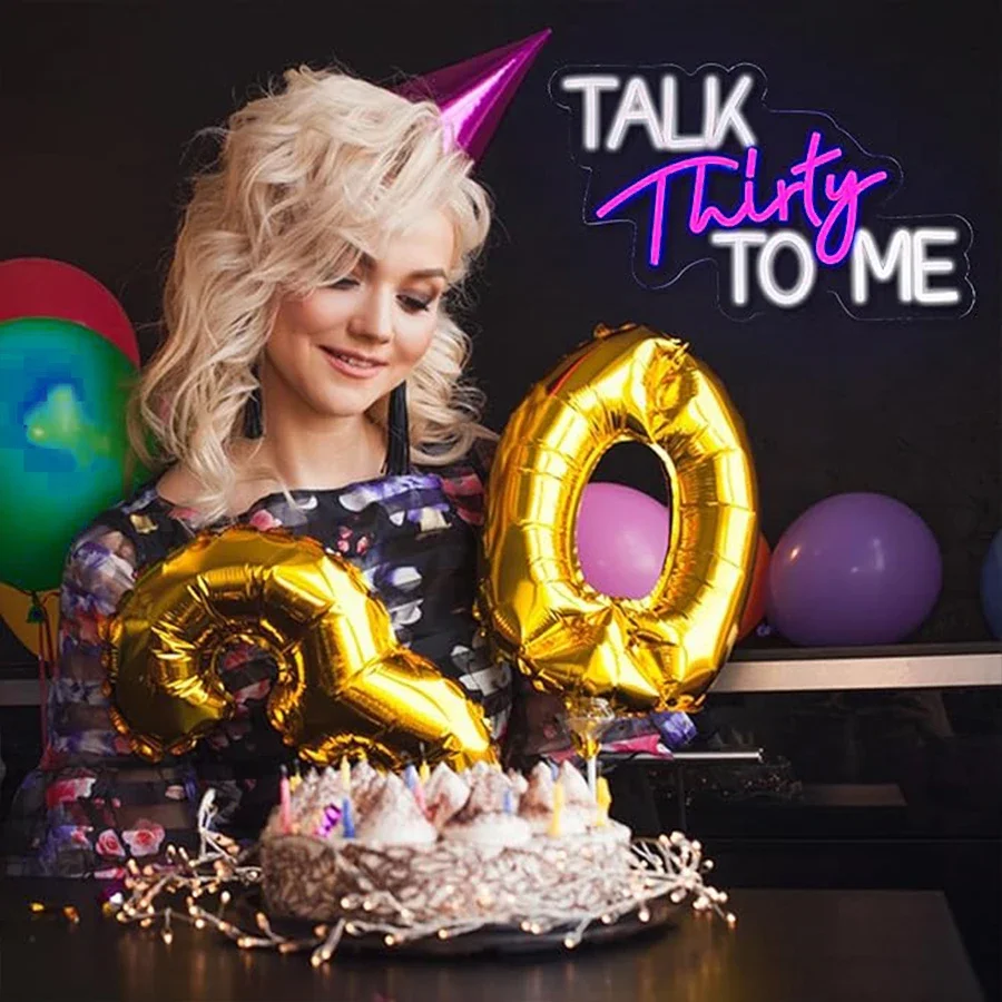 Talk Thirty To Me Neon Sign,LED 30th Birthday Neon Sign for Wall Decor,USB Neon Sign for Birthday  Home Wall Decor Party Gifts