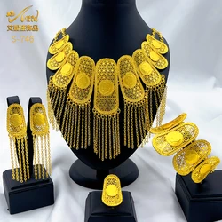 ANIID Ethiopian 24k Gold Color Tassel Coin Charm Jewelry Sets for Women Indian Dubai African Necklace Set Arab Party Gifts