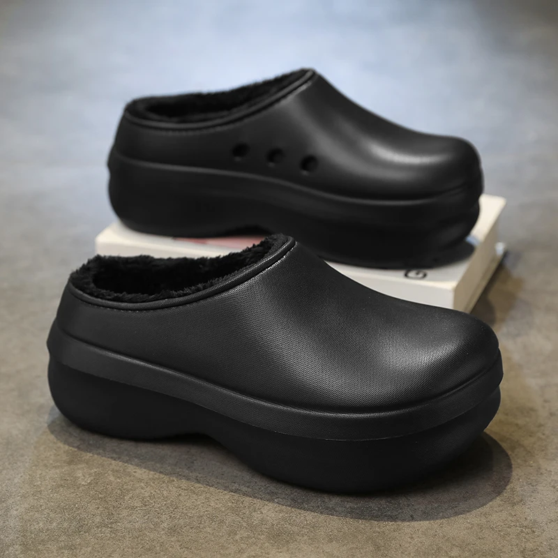 

Мужские и женские хлопковые тапочки на толстой подошве, зимние теплые бархатные тапочки, водонепроницаемые нескользящие легкие рабочие туфли для шеф-повара в отеле