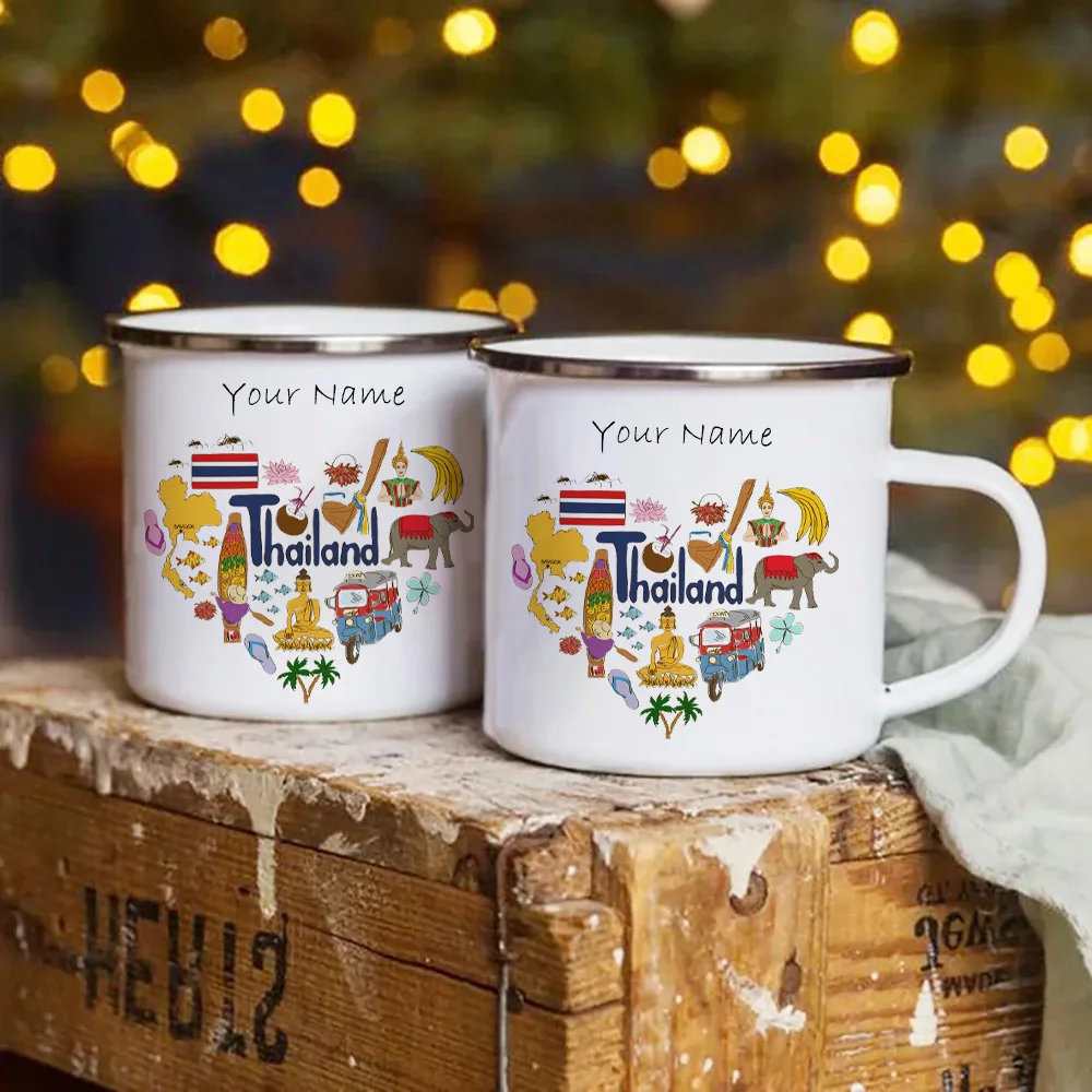 Creative Thailand Customized Enamel Mug Beer Cup for Coffee Mugs Your Text Printed on the Metal Cup Sent. Very Cool Gift. Cupshe