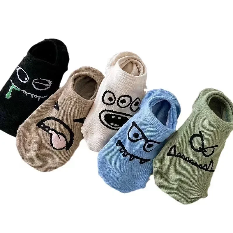 Chaussettes courtes de style japonais pour femmes, dessin animé, drôle, bateau, mince, silicone, non ald, invisible, peu profond, mignon, été