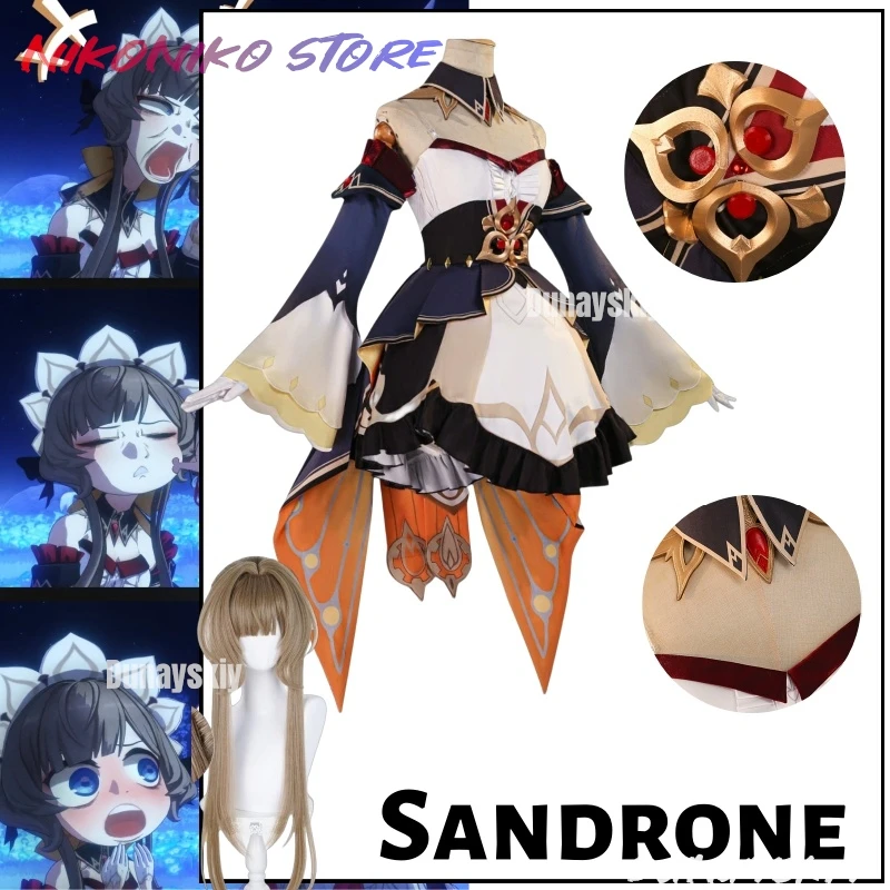 

Sandrone Марионетка Косплей Костюм Парик Genshin Impact Платье Юбка Головные Уборы Nod-Krai Fatui Вечеринка Хэллоуин Для Женщин Девушки Реквизит