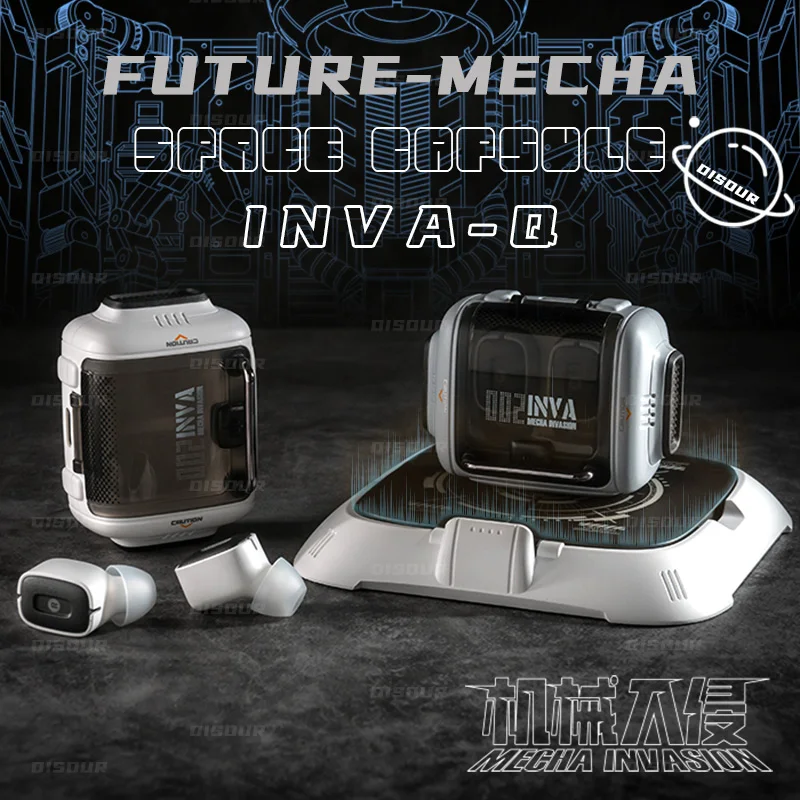 Mecha Invasion TWS BT 5.3 Headset INVA-Q Space Capsule Wireless ENC Noise Cancellation FUTURE-MECHA Wireless Charging Earphone