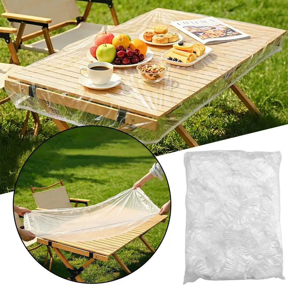 10 Stück wasserdichte Einweg-Tischdecke mit elastischem Rand, Tischdecke für Picknick, Camping, Outdoor-Partyzubehör – Detail 3