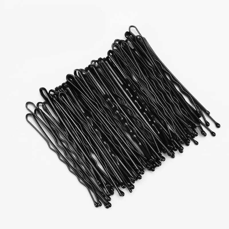 AWAYTR 50/100 PCS 5.5cm U Shaped Alloy Hairpins Waved Hair Clips Metal Black Bobby Pins Barrettes Bridal Hairstyle Tools Hairpin