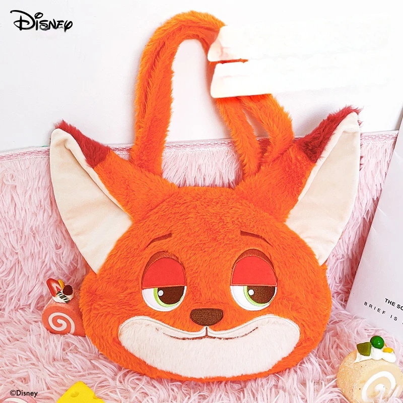 Disney 2024 Zootopia New Fox Plush Bag Large Shoulder Bags Plush Toy Dolls Shoulder Bags Leisure Fashion Plushies Handbags Gifts