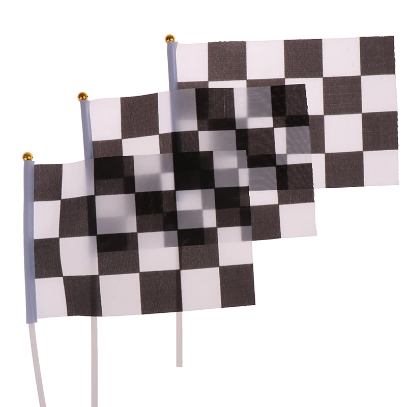 10 Stück Schwarz-Weiß-Quadrat Hand Flagge Racer winken Flagge Renn flaggen Auto Flagge