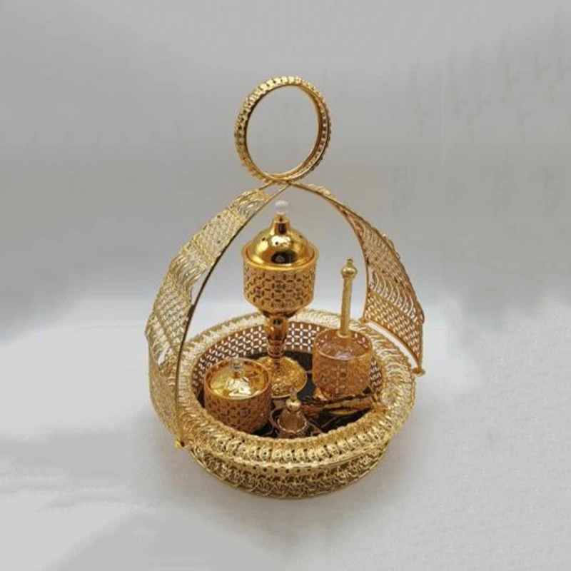 Metal/crystal/iron/glass incense burner with religious products