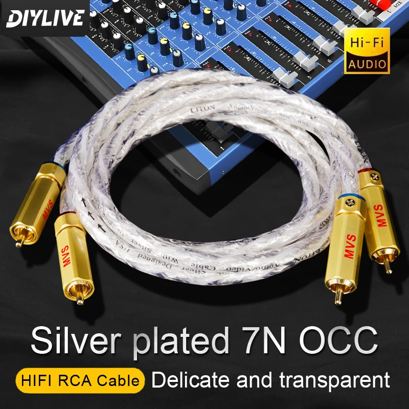 7N Single Crystal Copper Silver-Plated High-Fidelity Audio Cable Dual RCA Connection Power Amplifier Signal Wire