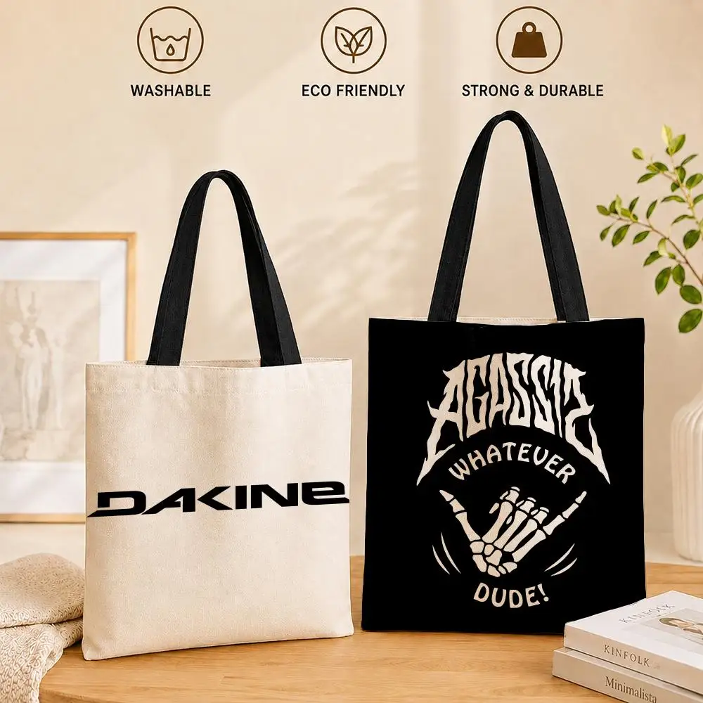 Bolsas de almacenamiento deportivas D-Dakine, bolso de lona para mujer, bolso de compras de hombro reutilizable de gran capacidad
