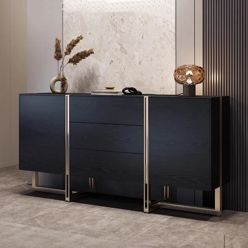 

Italian light luxury solid wood porch cabinet entry living room partition decorative side cabinet