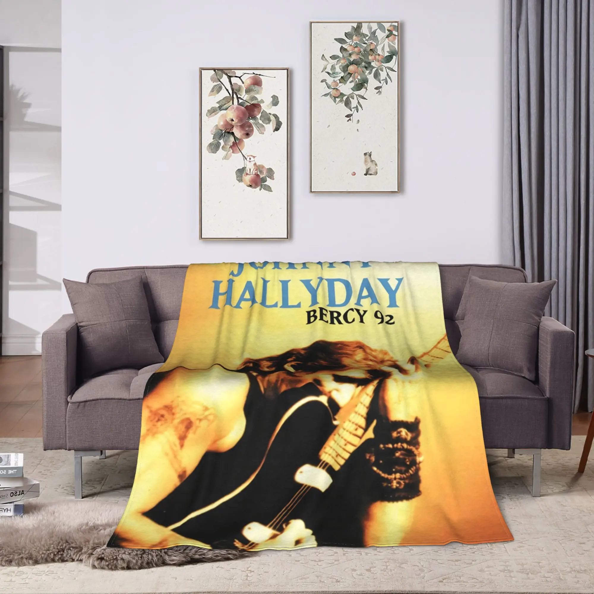 Rock Star Johnny Hallyday Blanket  Street Trend Plush Throw Blanket For Living Room Airplane Travel Flannel Bedspread Bed Cover