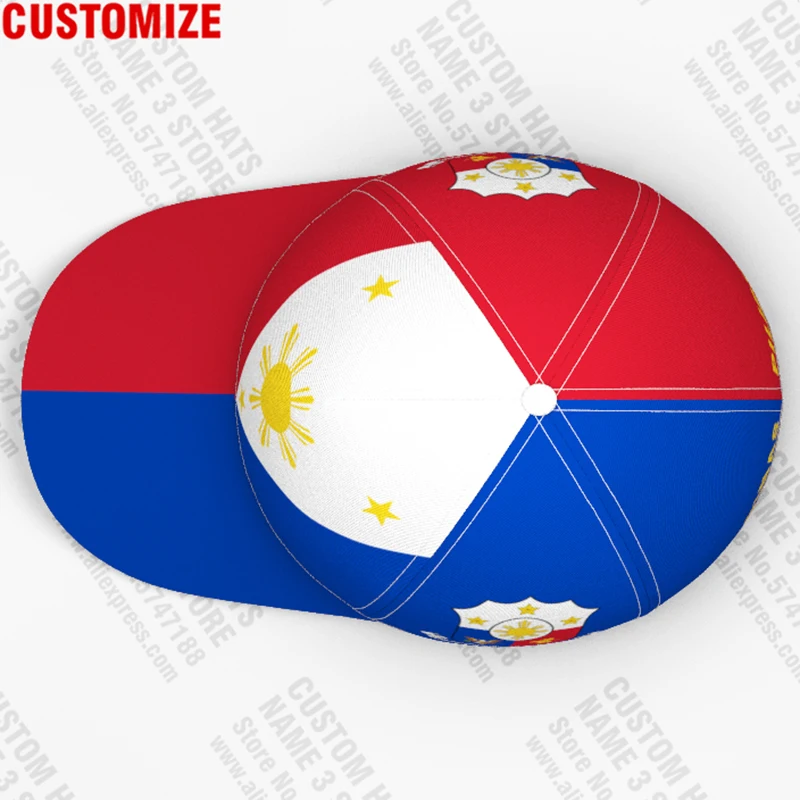 Philippines Youth Diy Free Custom Name Number Phl Hat Nation Flag Ph Republic Pilipinas Filipino Print Photo Text Baseball Cap