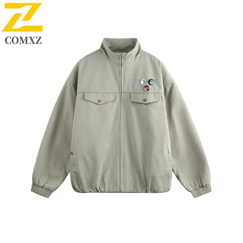 

COMXZ Мужская приключенческая куртка высокого класса с воротником-стойкой, легкое пальто для улицы, повседневная одежда, уютные ветрозащитные мотоциклетные пальто