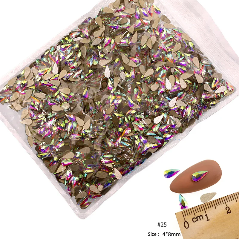 VDD 1-40 Wholesale 1440Pcs Glass Rhinestones Crystal AB Flat Back Strass Shape Glitter Stones For Nail Art DIY Crafts Decoration