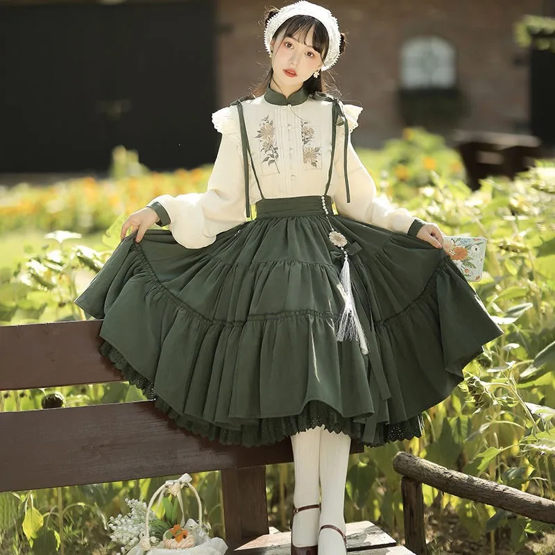 Nieuwe Chinese stijl jurk verbeterde lente en herfst Lolita rok shirt pak