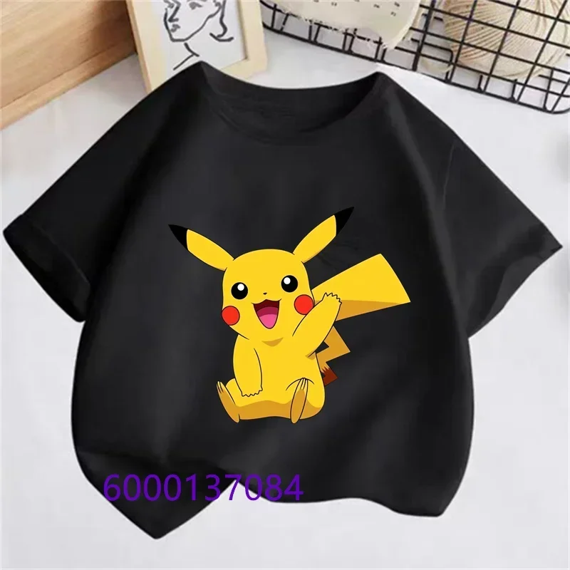 Fashion Children's Summer T-shirt Pokemon Tshirt Kids Cartoon Print Clothing Girl Boys Pikachu Multicolour T Shirt Anime Clothes