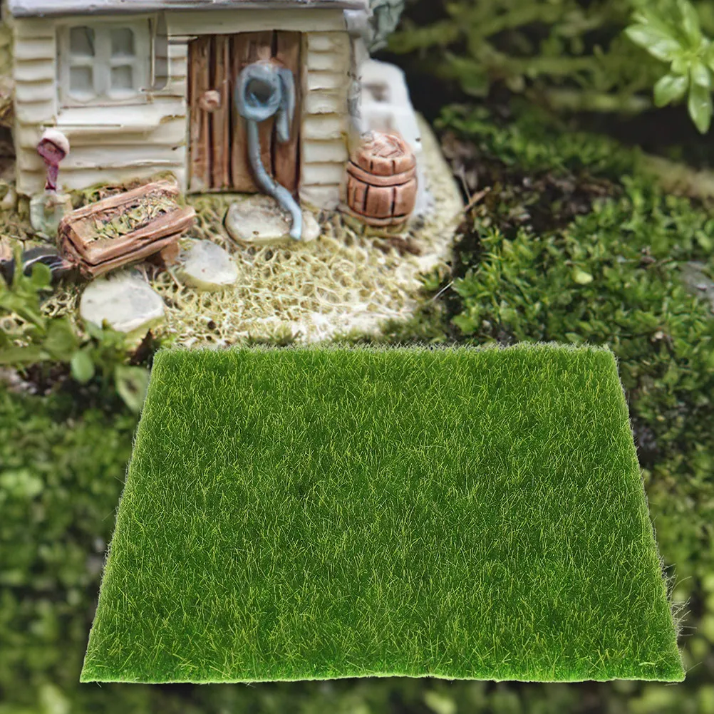 9Pcs Realistic PVC Artificial Turf Mat for Home Decor DIY Crafts Sand Table Micro Landscape Aquarium Green Turf Decorative Lawn