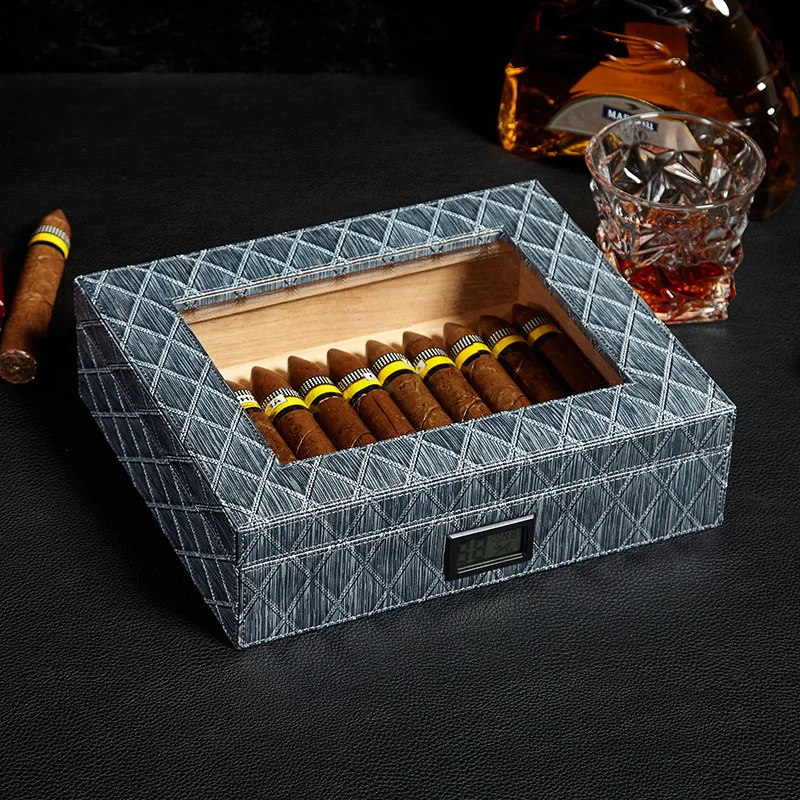 2022 New Cedar Wood Cigar Case Travel Guba Humidor Portable W/ Humidifier Hygrometer For Storage Cigar Accessories Men Gift Box