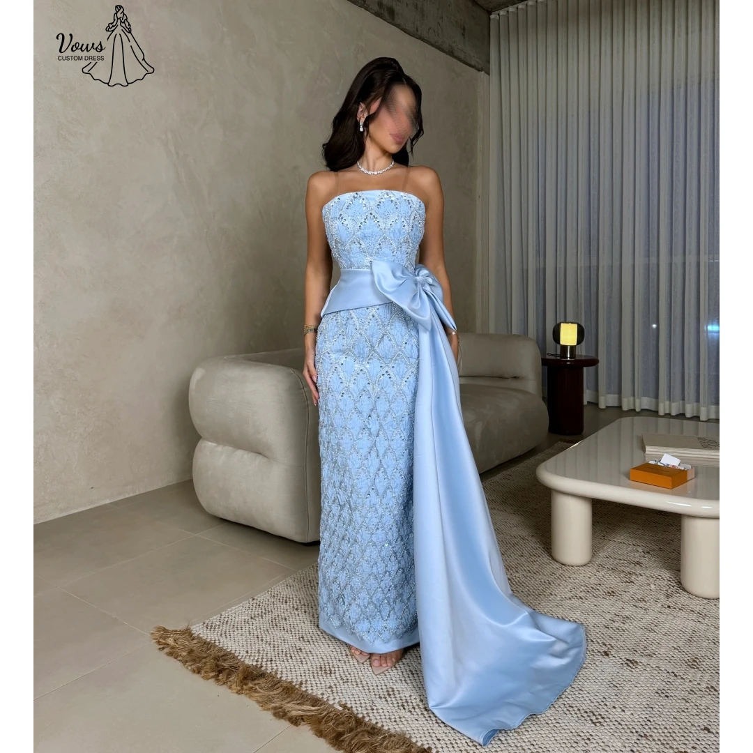 

Vows Women's Elegant Dresses for Special Occasions Custom Made Bead Embroidery Bow Party Dresses Luxury Off-shoulder Gala Dress