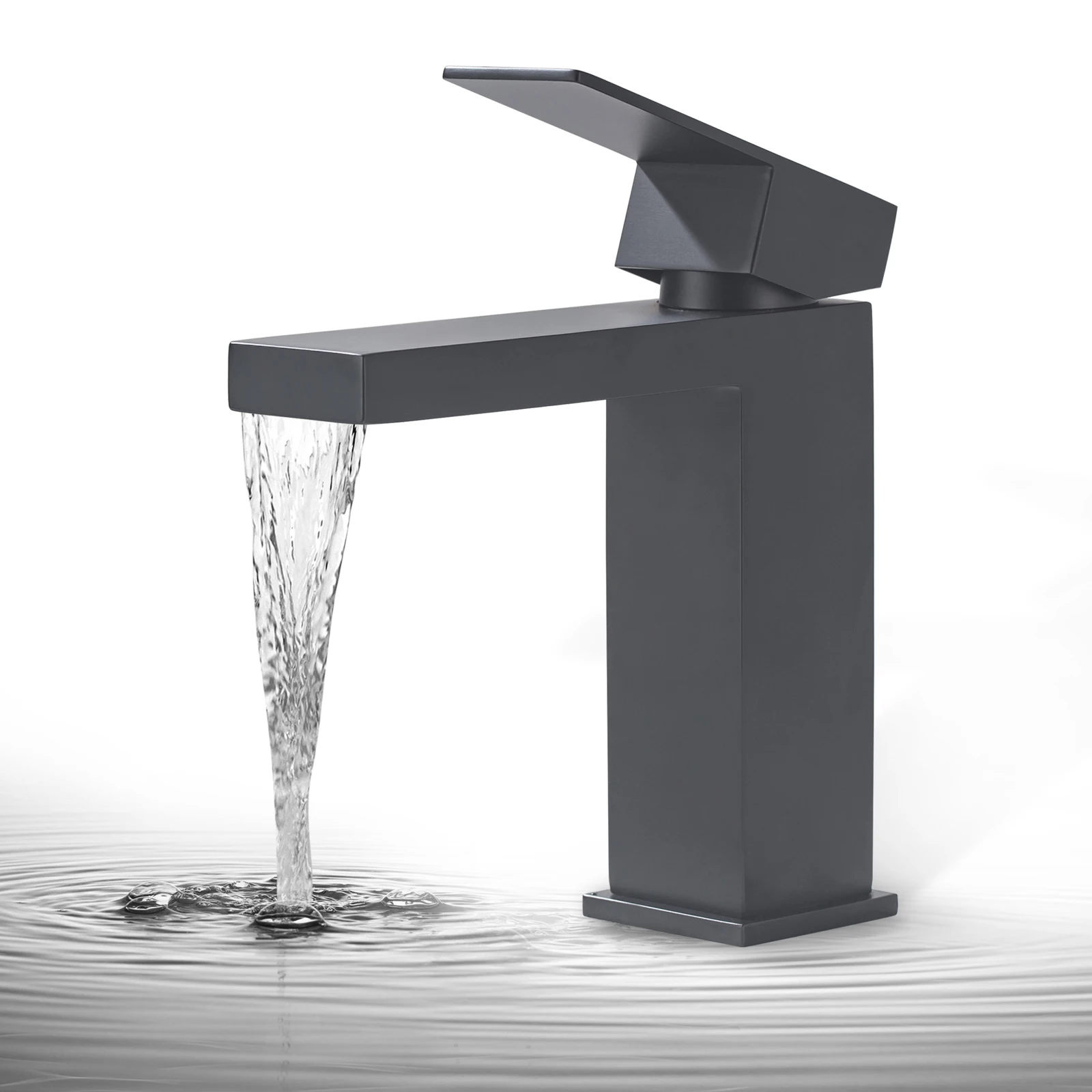 

Waterfall Bathroom Sink Faucet Single Handle Modern Single Hole Deck Mount Basin Mixer Tap Rv Lavatory Vessel Faucet Matte Black