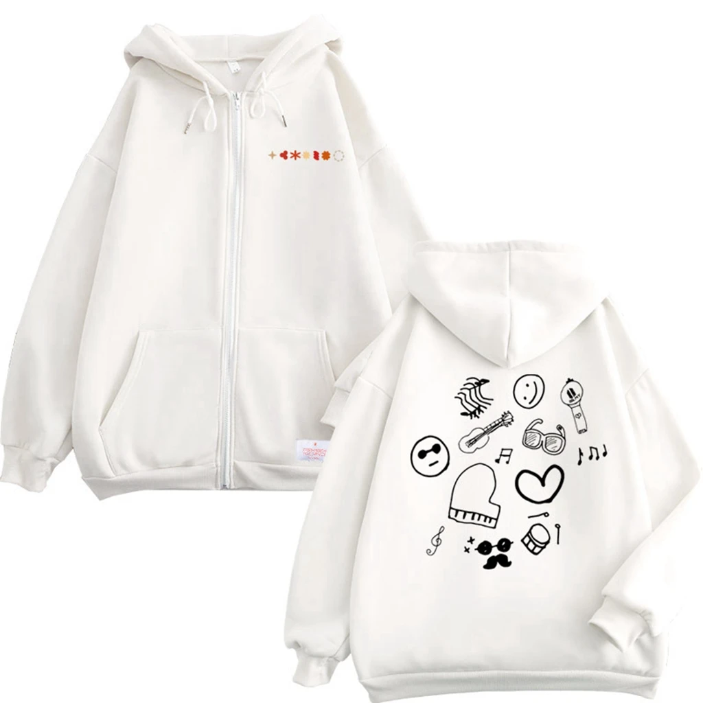 Kpop JimiRetro With You LETTER PRINTE Hoodies Grey Y2k Hooded Shirt Top Women Clothing Loose Pullover Cardigan Sweatshirts