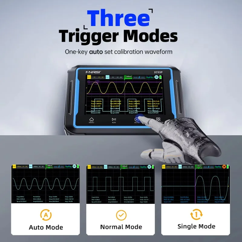 2C53P 50MHz デジタルオシロスコープ、250MSa/s デュアルチャンネル 4.3 インチスクリーン 3-in-1 マルチメーター & 信号発生器 TFT ディスプレイ