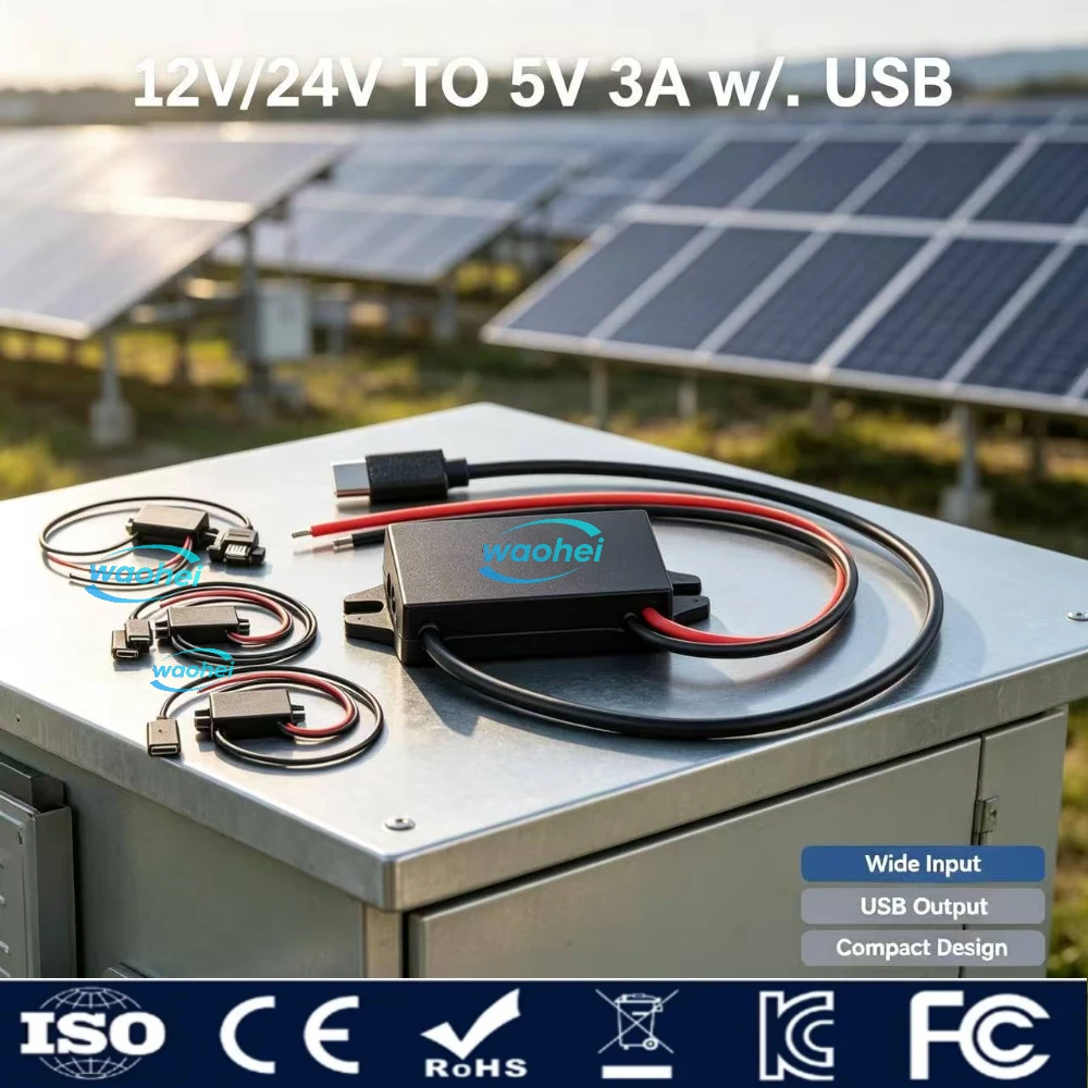 8-32V 24V 12V to 5V 3A 15W Type-C USB Step Down Converter Buck Power Supply Regulator Car Charger for Mobile Phone Charging