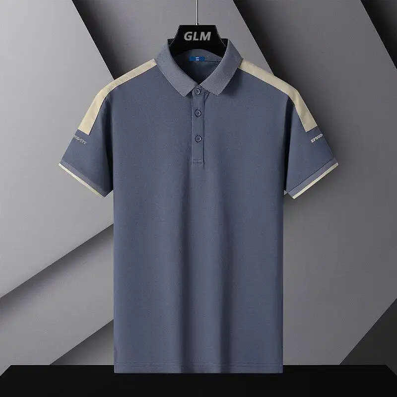 Men's Ice Silk Short Sleeve  Shirt Summer Thin Pique Mesh with Collar Quick Dry T-Shirt Work Clothes Breathable Comfortable