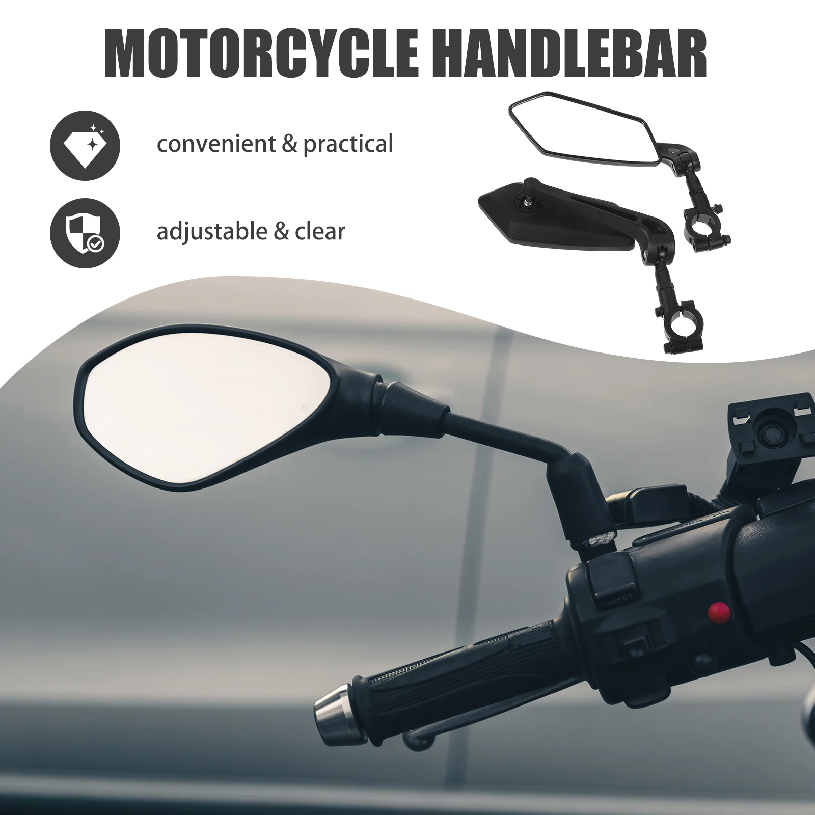 

2Pcs Bike Rear View Mirror Adjustable Handlebar Mount Bicycle Side Mirror for Electric Bike Motorcycle Use Mirrors for Bikes