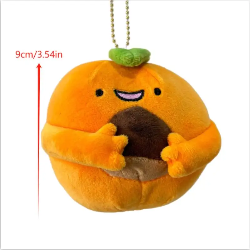 1/2 قطعة الكرتون لطيف مضحك الورقة الخضراء البرتقال أفخم دمية دمية محشوة حقيبة سلسلة مفاتيح قلادة الإبداعية على ظهره معلقة هدية مزخرفة