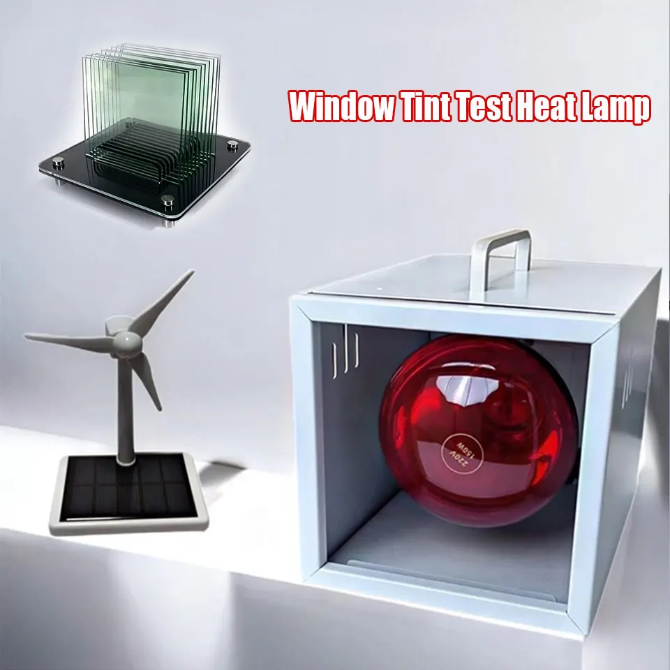 

Automotive Window Film Heat Box Display Rack – Solar Tint Demonstration Stand with 150W Heat Lamp Bulb & 10 Glass Panels OC-2