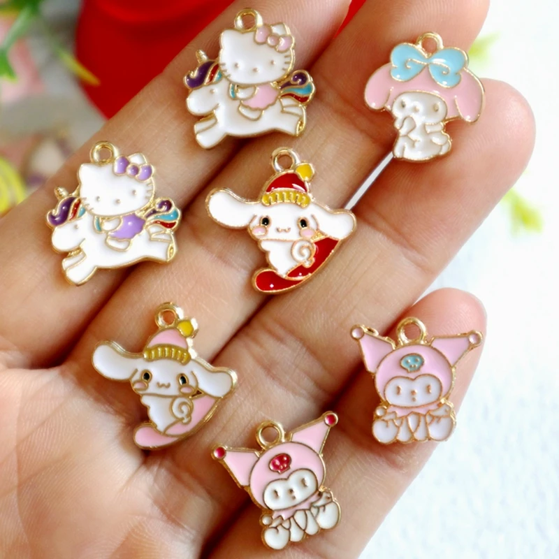 

10PCS Sanrio Kuromi Cartoon Anime Metal Pendant Kawai Cute Alloy Charms DIY Handmade Jewelry Components Decoration Accessories