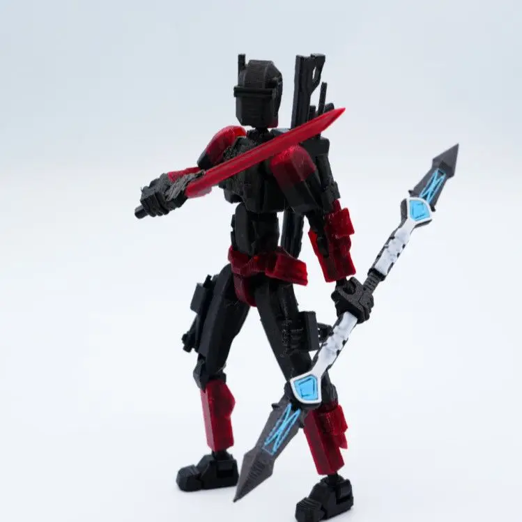 En stock Figura de acción del equipo de tortuga negra Lucky 13 impresa en 3d - Modelo de juguete para regalo completamente articulado