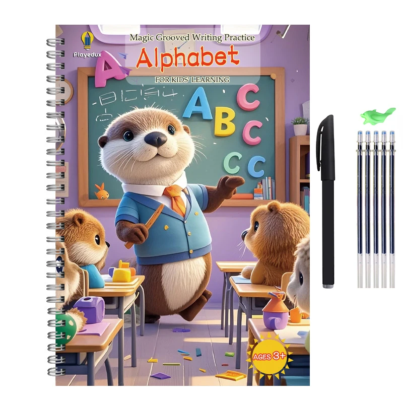 كتاب التعلم القابل لإعادة الاستخدام باللغة الإنجليزية ثلاثية الأبعاد الخط الأبجدية كتاب الرسم ممارسة أرقام الكتب التعليم للأطفال