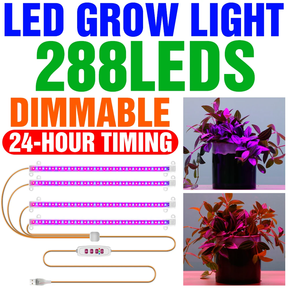 Hydroponic Led Grow Light Dimmable USB Phytolamp  Full Spectrum Plant Lamp Indoor Greenhouse Plant Seedling Phyto Lamp Grow Tent