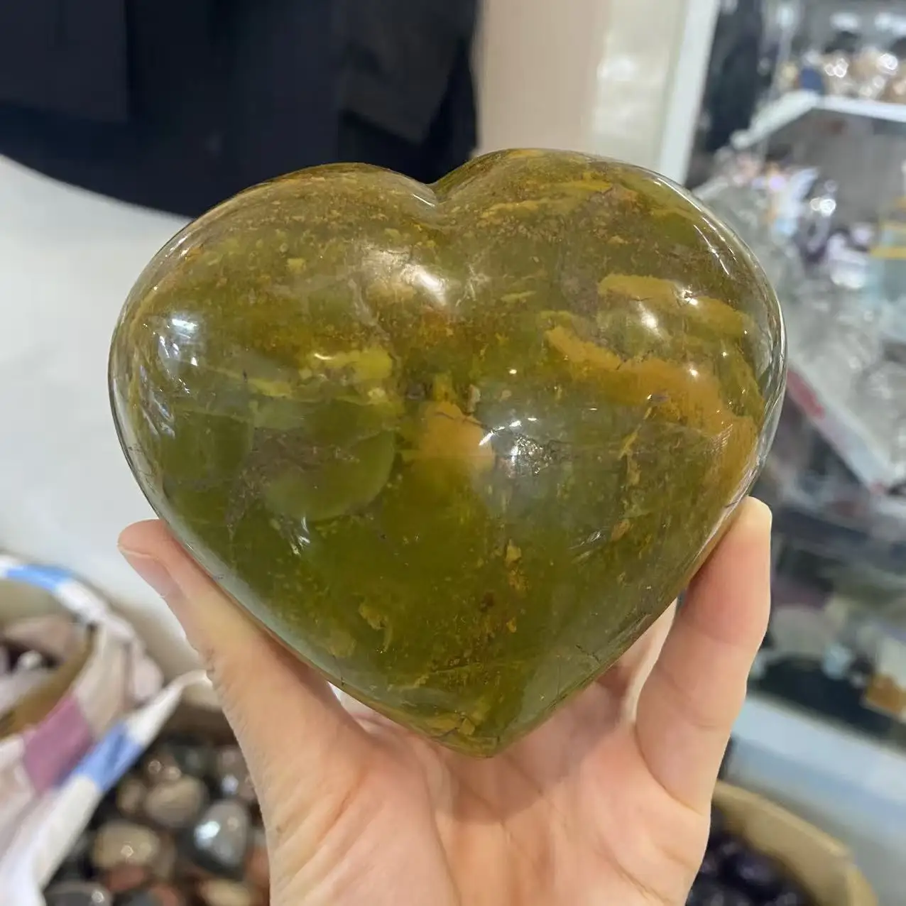 Natural Green Opal Crystal Quartz Heart,For Spiritual Communication, Home Aquarium Decoration, Purification Divination, Meditat